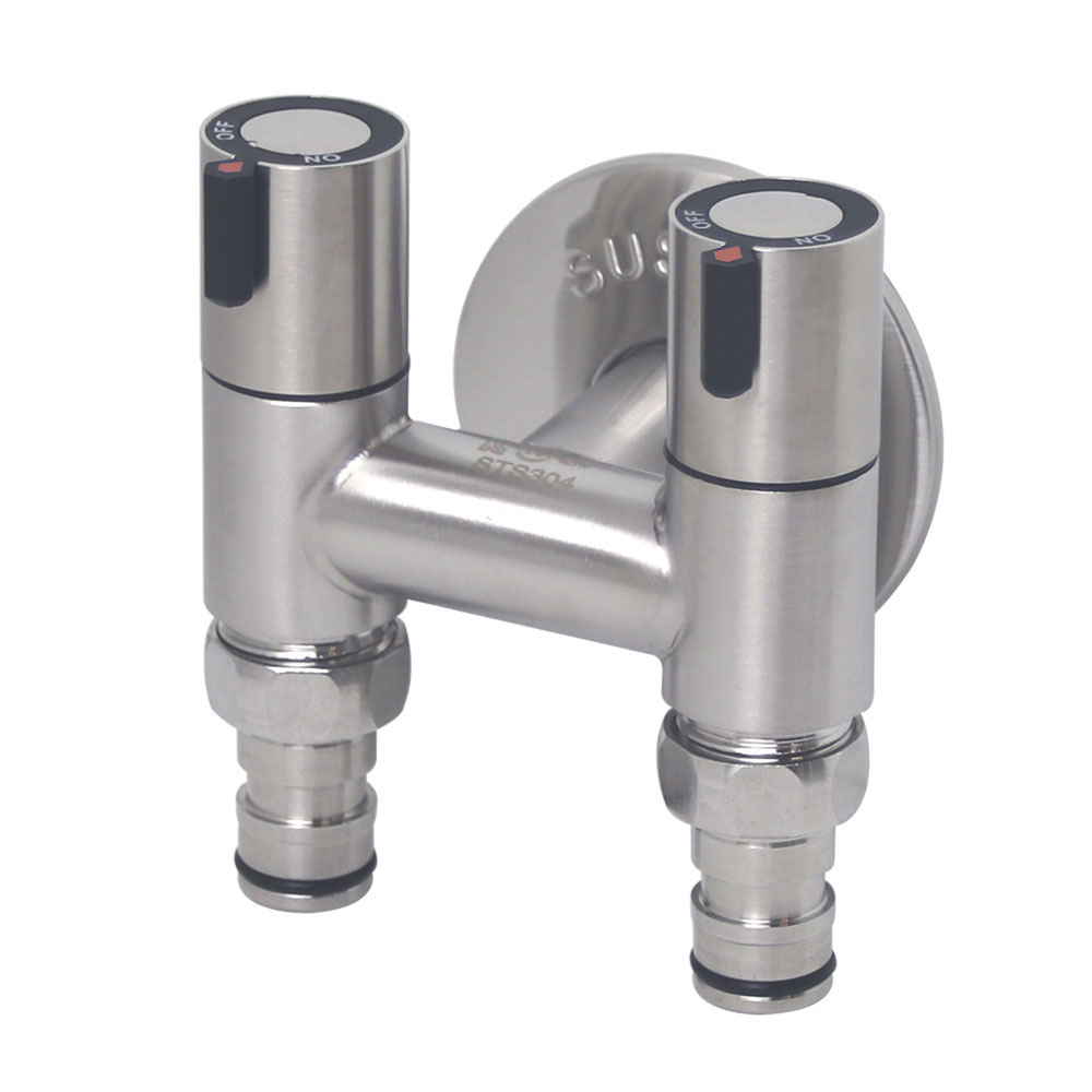 무광 2구 세탁기 슬림밸브 냉수 두갈래 수도꼭지 커플링 양갈래 수전, 1개 10,500원