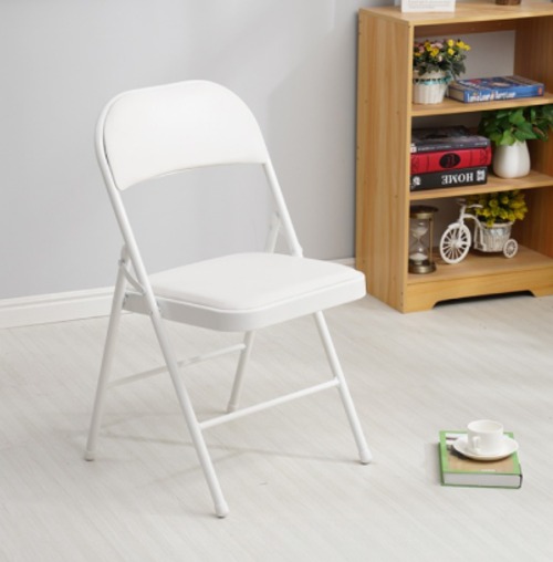 오브민 프리미엄 푹신한 가죽 쿠션 튼튼한 접이식 폴딩체어, 화이트, 1개 16,490원