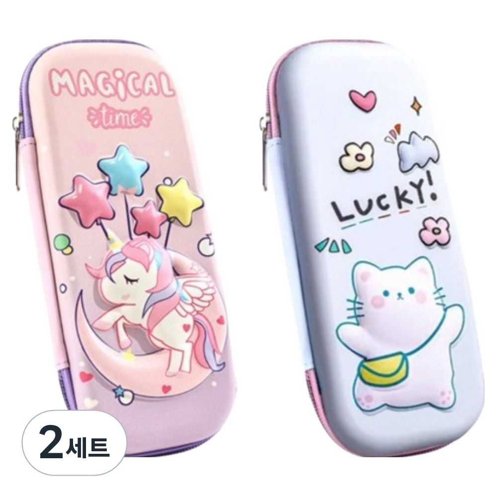 투데이리빙 프리미엄 3D EVA 입체 귀여운 캐릭터 멀티 필통 2종세트 R98298E, 핑크, 블루, 2세트 25,600원