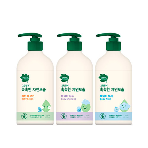 그린핑거 촉촉한 자연보습 로션+워시+샴푸 3종 대용량 500ml 79,900원