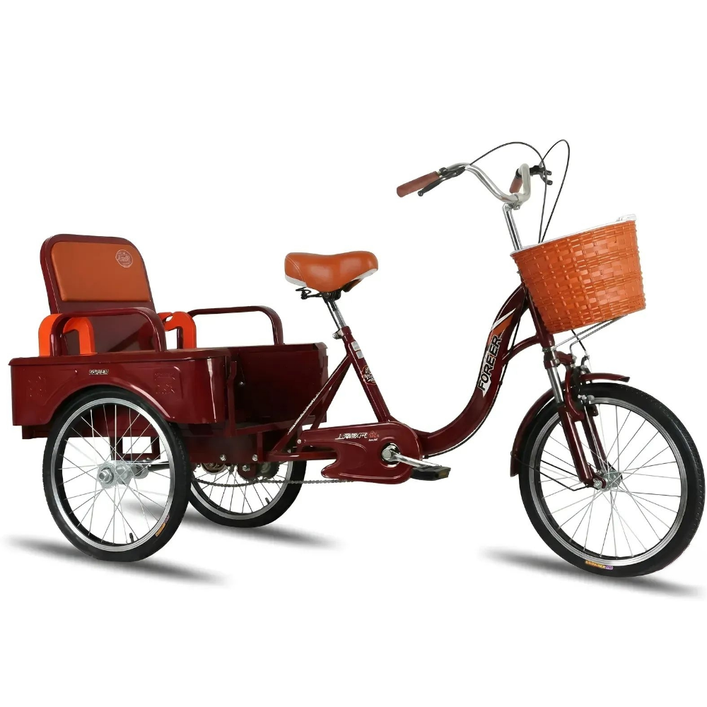 벨로트리 성인 세발 자전거 노인 시니어 어르신 효도 짐받이 삼륜 삼발이 2인용, 1개, 200cm, 레드 408,000원