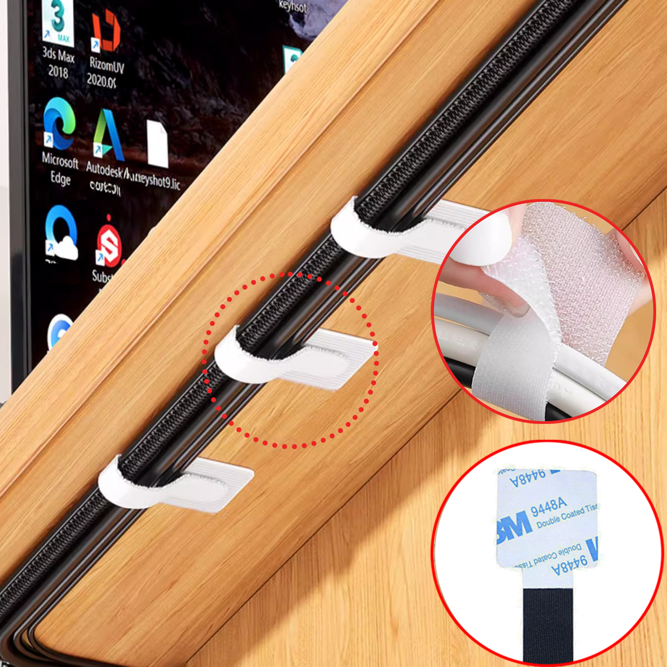 쥬롬 부착식 전선정리 벨크로 케이블 타이 선정리 7,900원