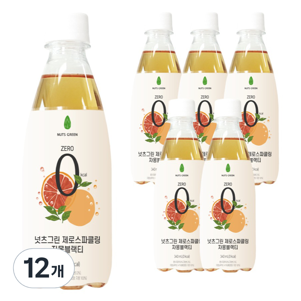 넛츠그린 제로스파클링 자몽블랙티, 340ml, 12개 12,140원