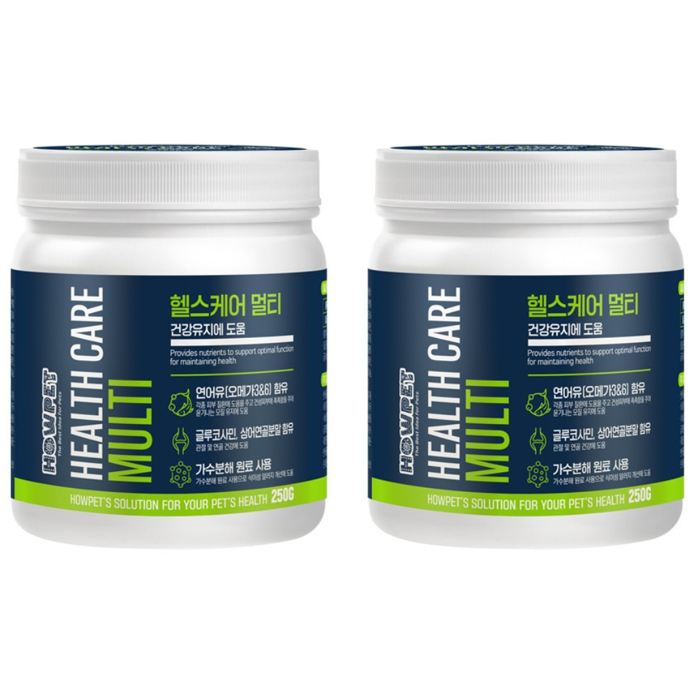 하우펫 헬스케어 멀티 종합 강아지 영양제 250g x 2개 알러지예방 피부질환 관절건강 연골보호, 종합영양제, 250정, 2개 17,900원