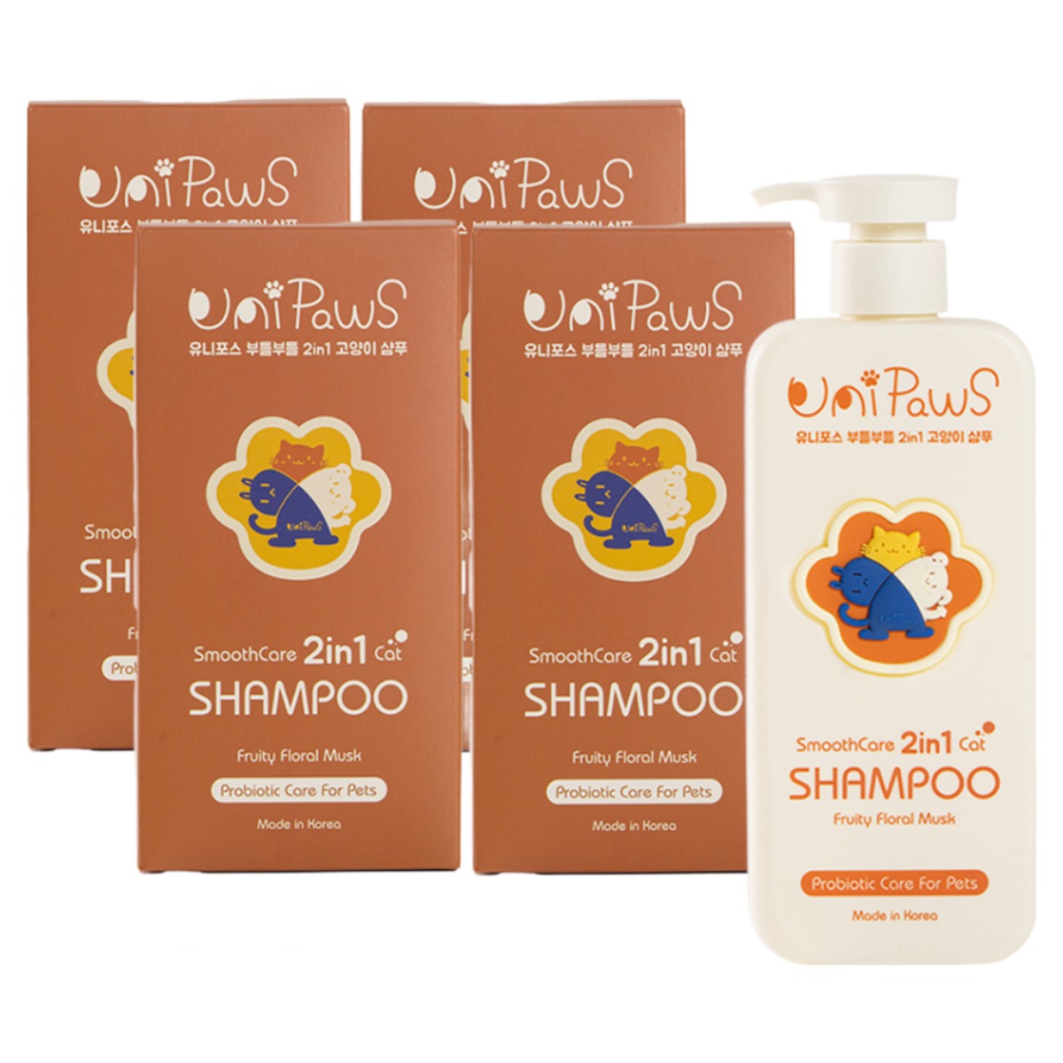 유니포스 부들부들 2in1 고양이 샴푸 컨디셔너, 모든고양이용 저자극 샴푸, 향기좋은 삼푸, 4개, 500ml 78,080원