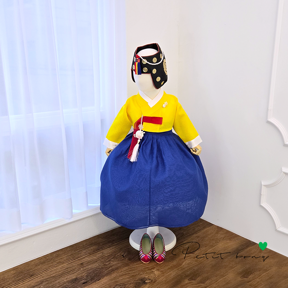 백일 돌 여아한복 청아 오간자 노랑저고리 파랑치마 공주한복(한복단품) 68,000원