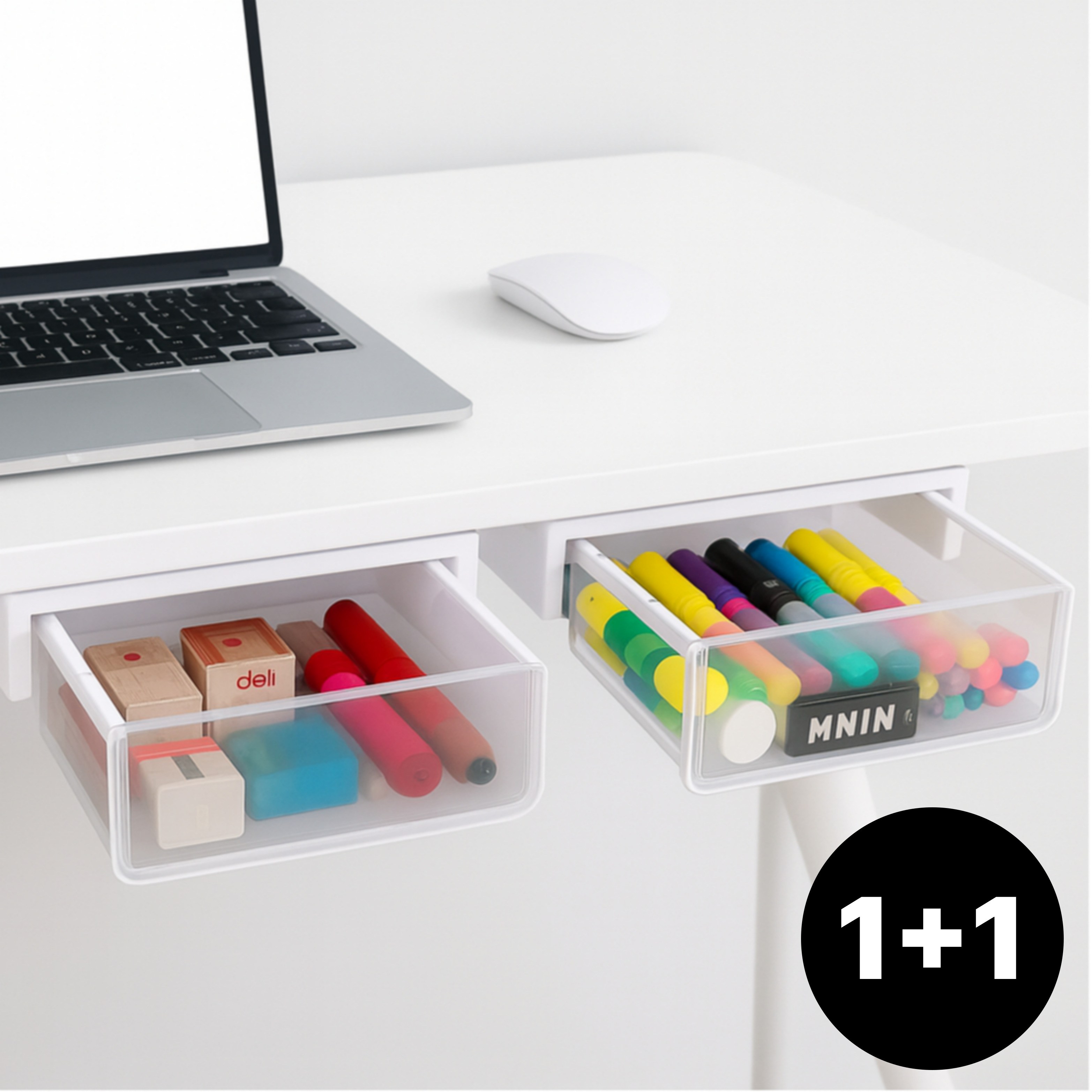 에이데이즈 확장 수납 붙이는 책상 수납함, 화이트, 2개 14,000원