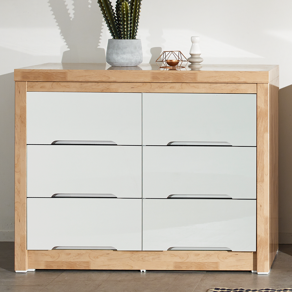 유니크퍼니처 네온 110cm 와이드 서랍장, 하이 와이드 3단 고무화이트, 6개 154,900원