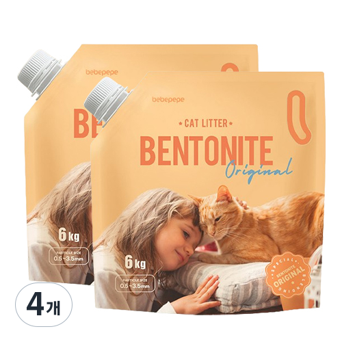 베베페페 응고형 벤토나이트 오리지널 고양이 모래, 6kg, 4개, 무향 62,040원