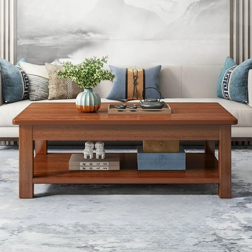 원목 거실 테이블 소파 좌식 고무나무 좌탁 티 탁자, 원목색 1단 140X60X45CM 131,600원