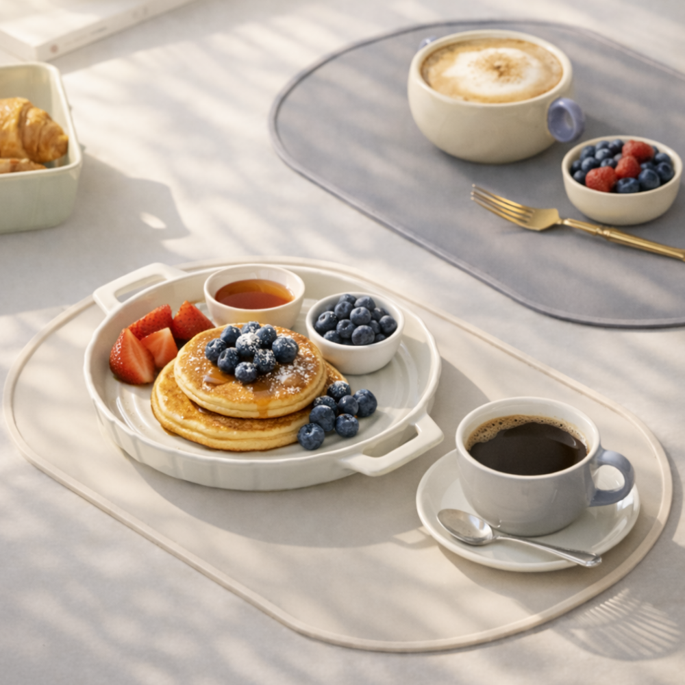 레브온 플래티넘 논슬립 방수 실리콘 식탁매트 2개, 1세트, 38x26cm, 그레이+아이보리 18,000원