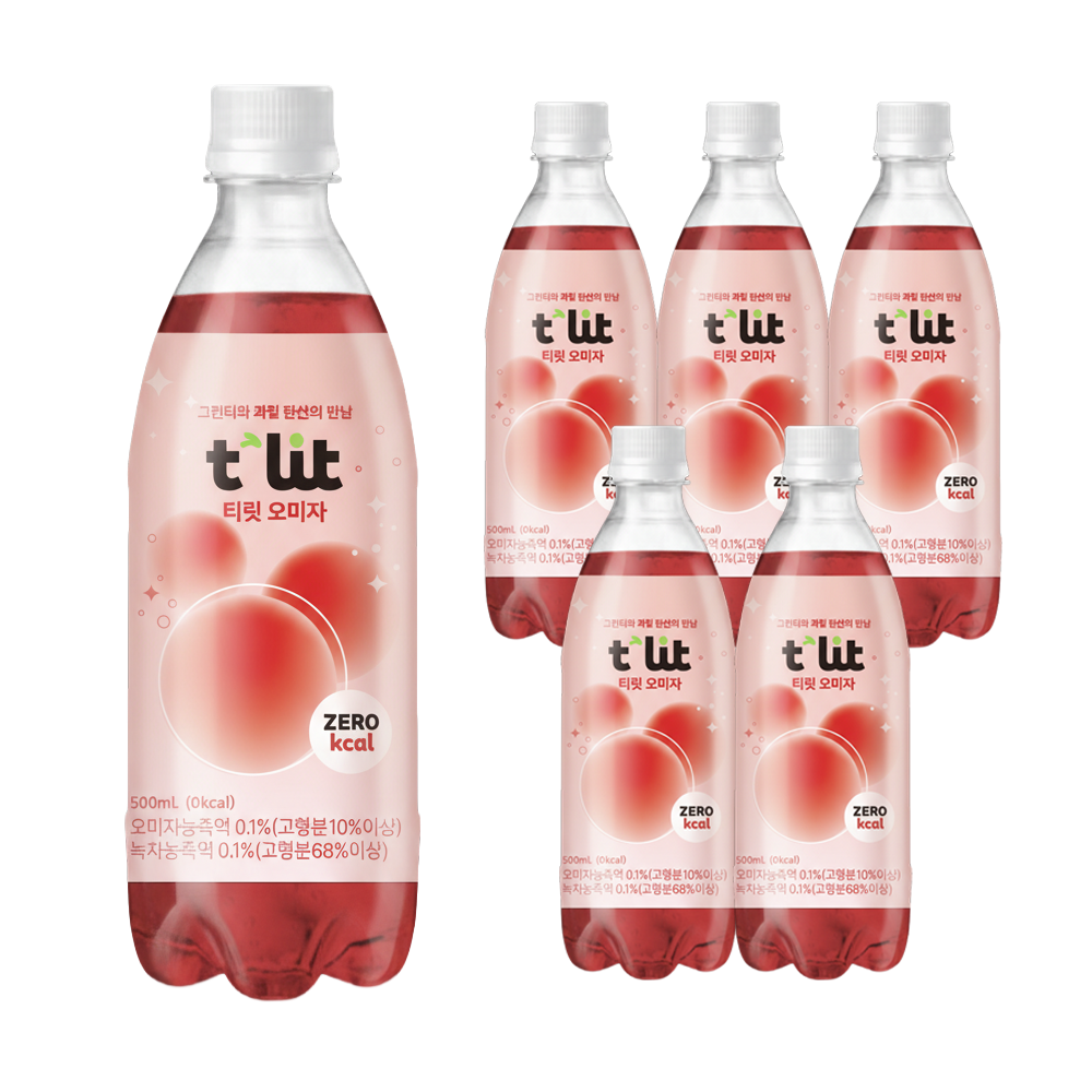 티릿 오미자 제로 탄산음료 에너지 드링크 타우린 비타민B 나이아신 녹차 저칼로리 헬시 탄산 대용량, 6개, 500ml 8,400원