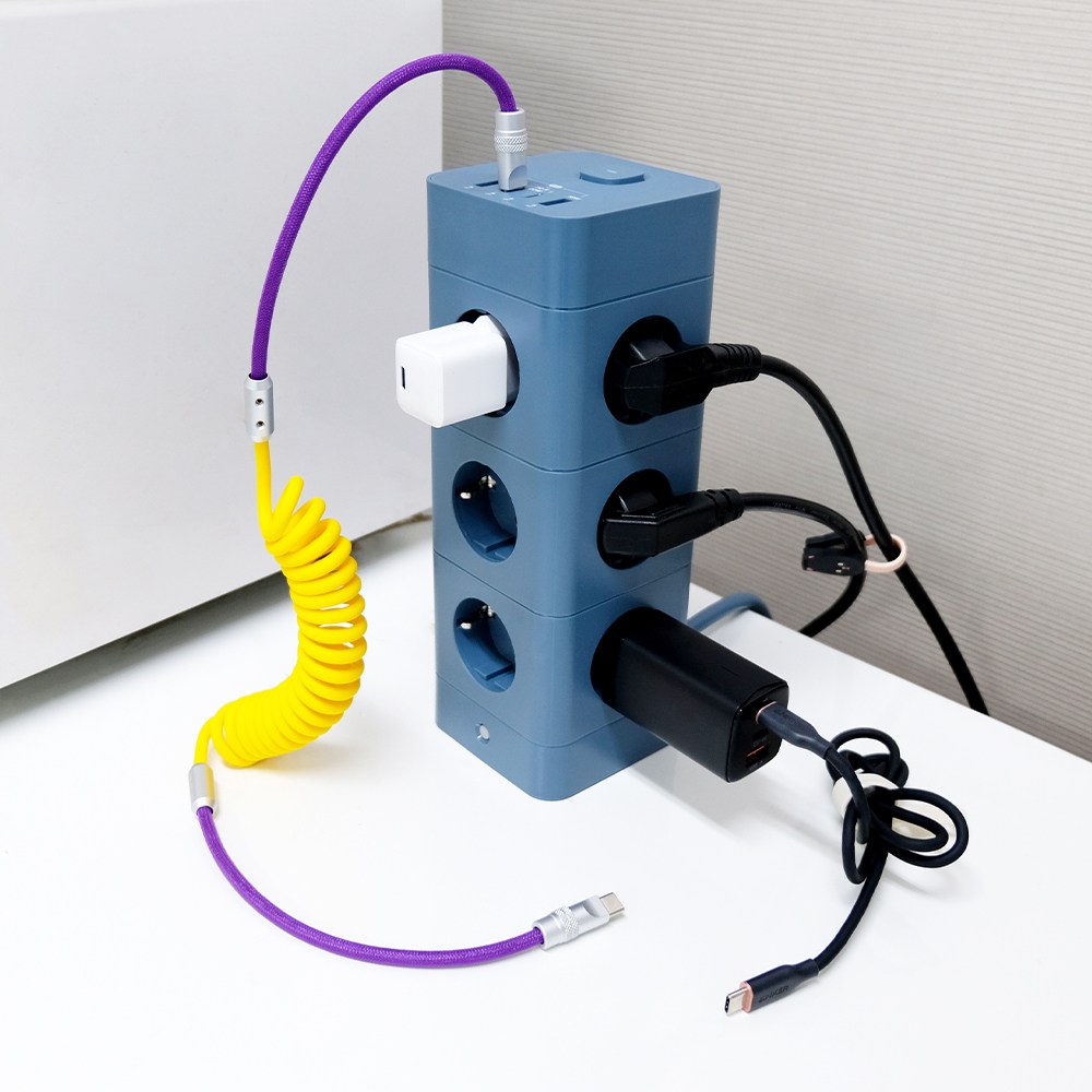 에코너 고용량 타워 멀티탭 총16구 고속충전기 내장 USB C PD 20W, 블루 톤, 1개, 180cm 74,000원