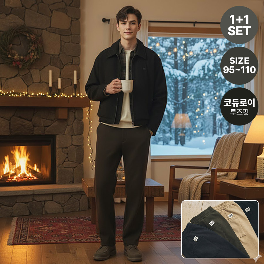1+1세트 에버라스트 겨울 남성 기모 골지바지 코듀로이 일자핏팬츠 골덴 14,900원