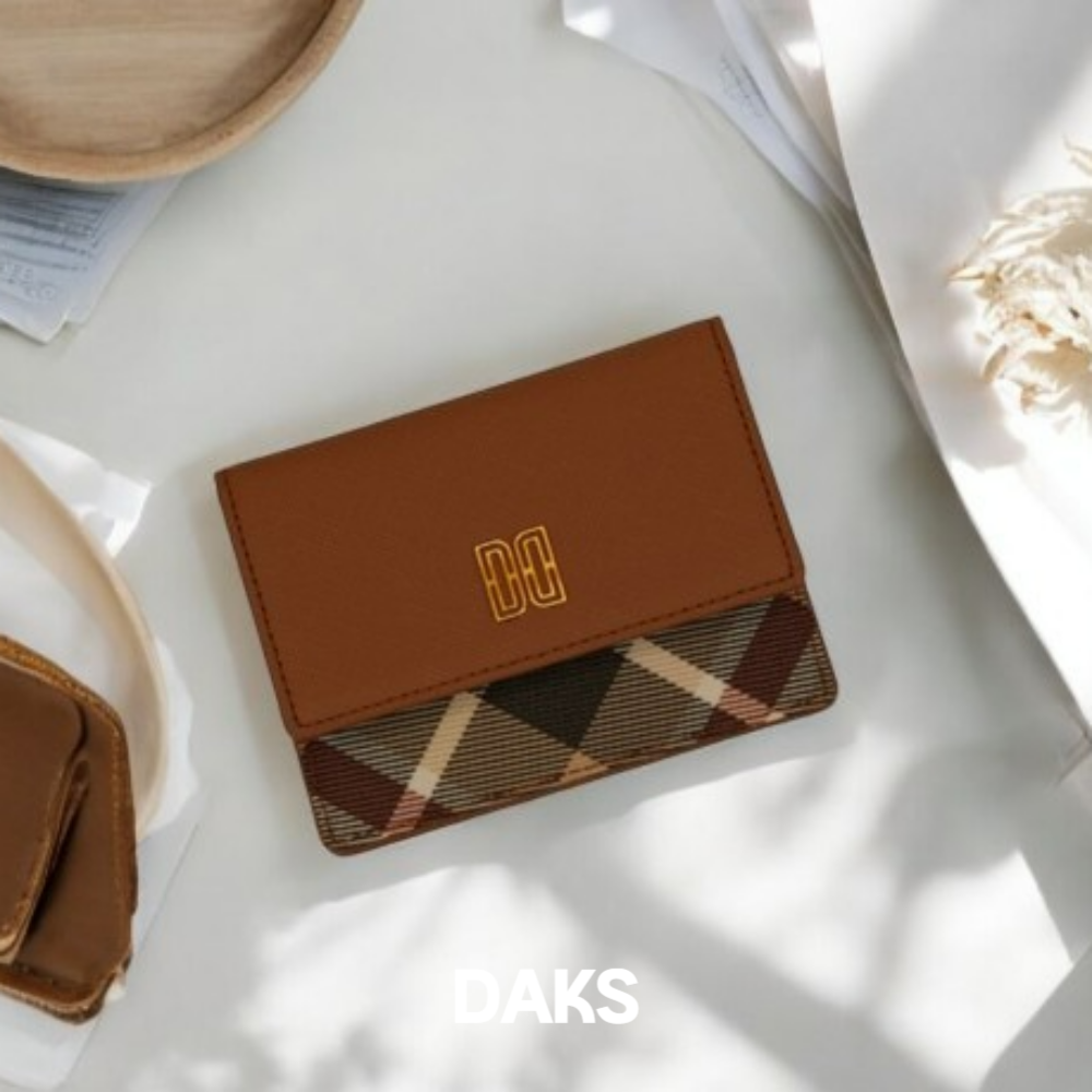 닥스 브라운 체크배색 소가죽 카드지갑 63,800원