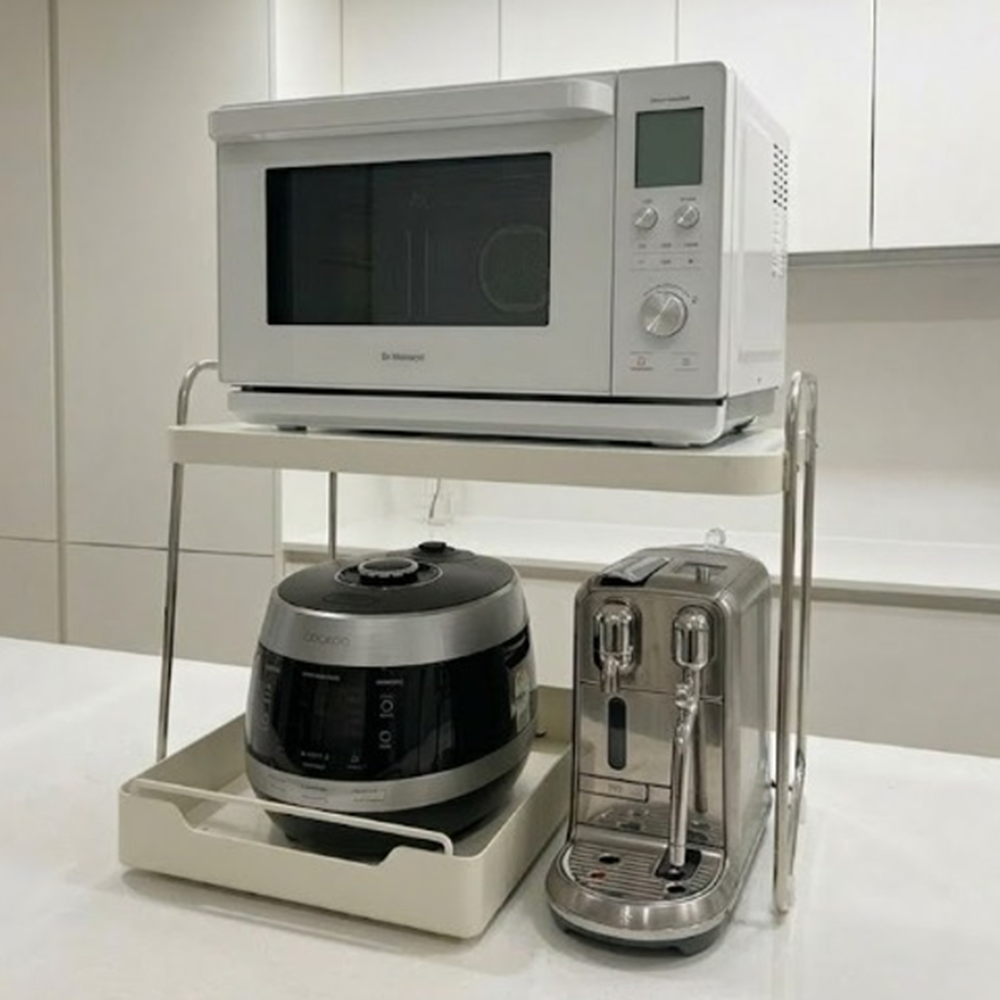 mmarevo 전자레인지 거치대 상부형 주방 선반 전자레인지 위 거치 하부 수납 정리대, 1개, 화이트(단일옵션) 39,800원