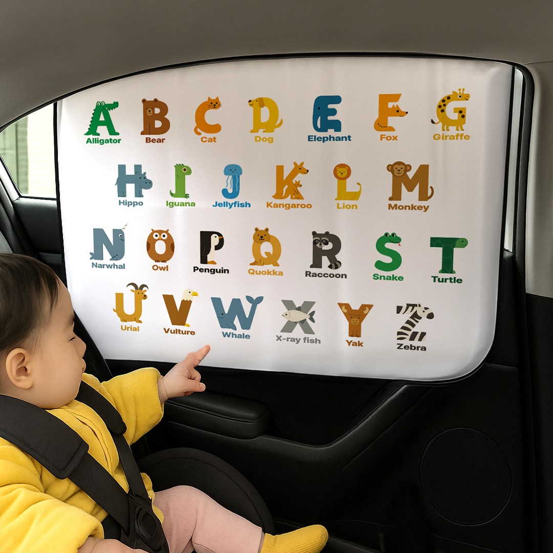카플렉스 차량용 햇빛가리개 레일형 암막 차량커튼, 동물 알파벳, 1개 16,800원