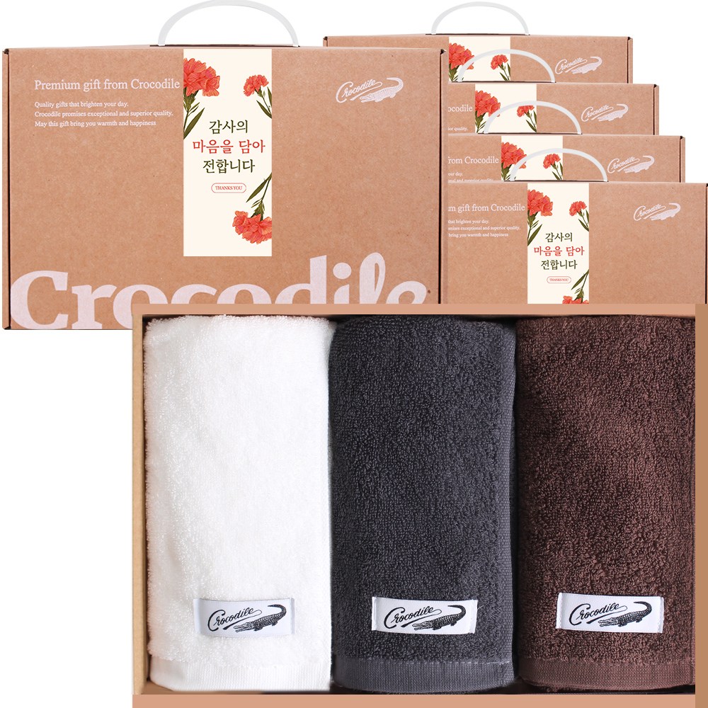 크로커다일 감사 플라워 케이스 150g 30수 타올 3장 답례품 선물세트 89,390원