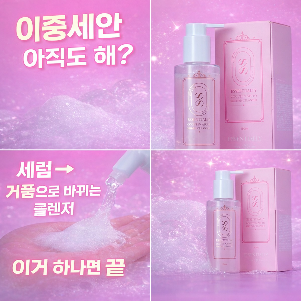 [1개 신년할인 적용]에센셜리 코큐텐 에어 투 세럼 클렌저_민감성 저자극 미세버블 팩클렌저 초간편 클렌징 올인원클렌징 건성 여드름성 진정 판테놀 아줄렌 비타민 홍조 진정 클렌징추천 79,570원