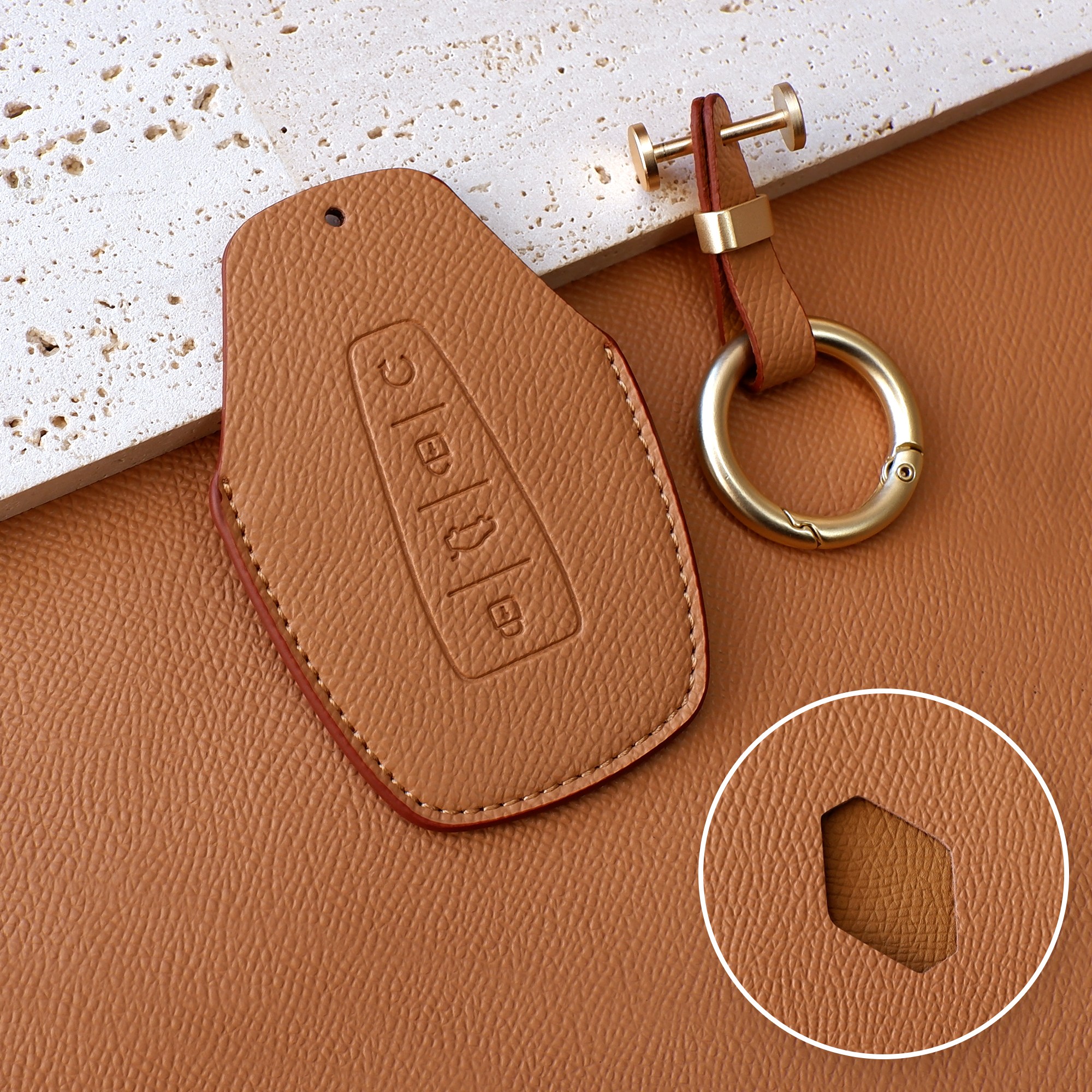 트니르 르노 그랑 콜레오스 호환 D타입 가죽 자동차 키 케이스 키홀더 용품 키홀더, 샌드브라운 14,900원