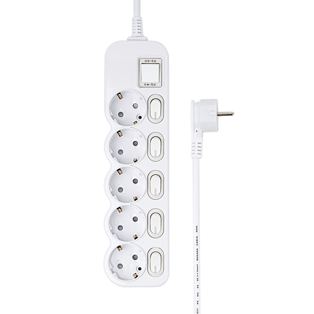 에코파워탭 국내 제조 슬림 개별 과부하차단 스위치 납작멀티탭 5구 CSG-404C, 화이트, 1개, 1.5m 19,500원