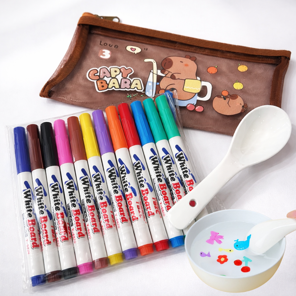 물에뜨는 워터 매직 플로팅펜 유아 미술놀이 워터펜+스푼+파우치 세트, 12, 1개 9,800원