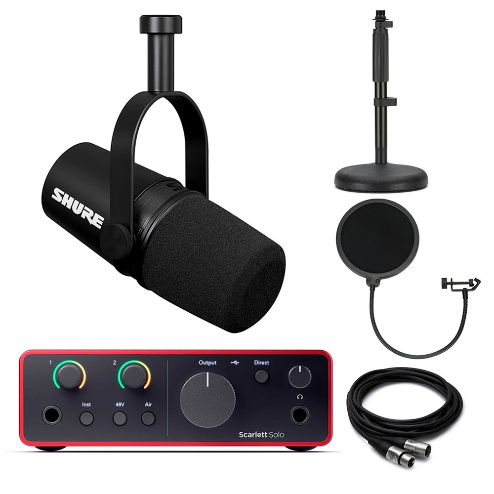 SHURE 슈어 MV7X 녹음 마이크 포커스라이트 스칼렛 솔로 4세대 오디오 인터페이스 RODE DS1 스탠드 케이블 557,910원