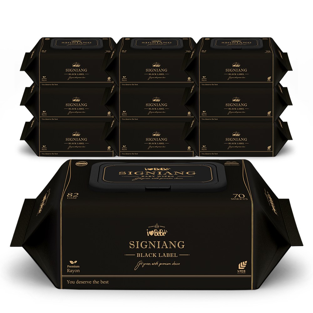 아이러브베베 시그니앙 82g 블랙라벨 70매 10팩 캡형 아기물티슈, 82g, 10개입, 1세트 18,900원