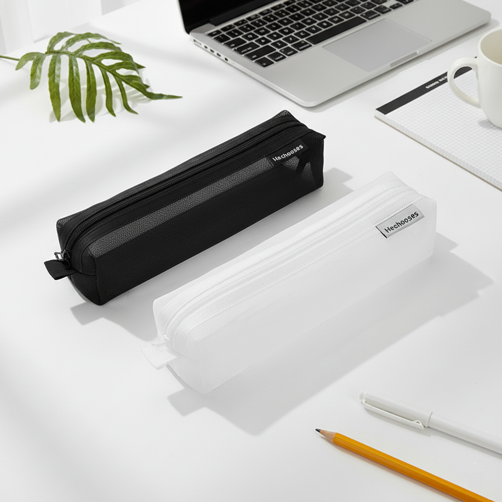 다용도 메쉬 사각 필통 문구 수납 파우치 2P 세트 6,200원