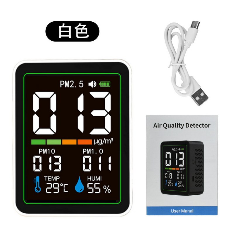 공기질 측정기 이산화탄소 포름알데히드 CO2 미세먼지 센서 디지털 실 3_적외선먼지5in1화이트 20,600원