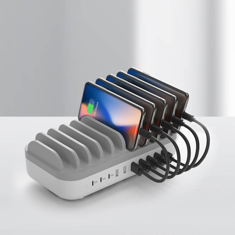 미라클엠 10포트 120W 고속 멀티 충전기 10구충전기 + C타입 케이블 10P, 화이트/그레이, 1개 89,800원