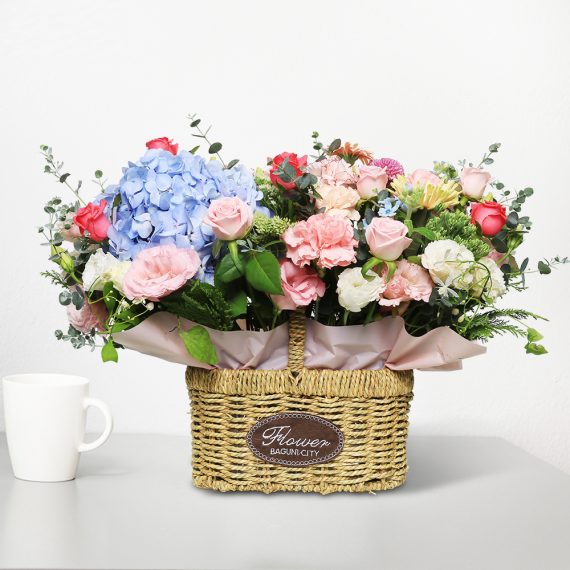 전국당일발송 (수국혼합 바구니 a-0274) 꽃다발 꽃바구니 기념일 꽃배달 꽃선물 생화 졸업 승진 인테리어 106,200원