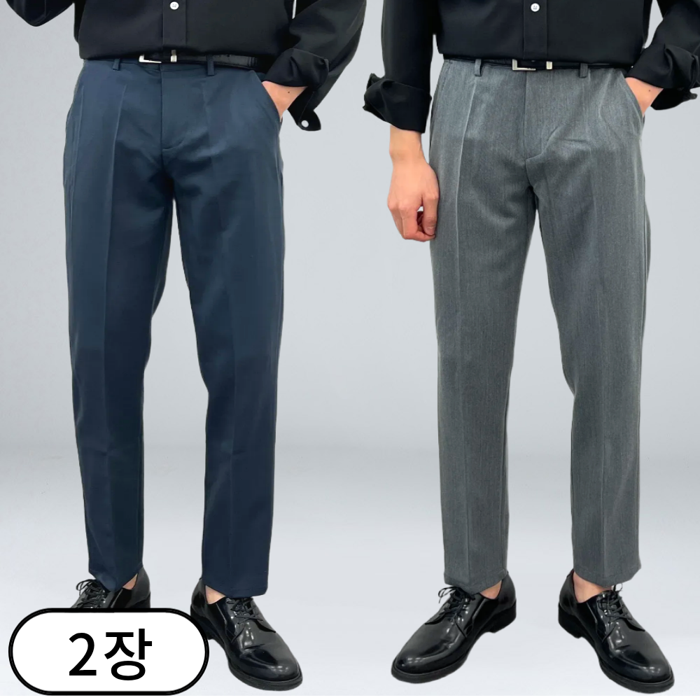 [1+1] 2장묶음 이브 남자 슬랙스 빅사이즈 구김없는 링클프리 옆밴딩 테이퍼드 슬랙스 4color (3716-2) 41,800원