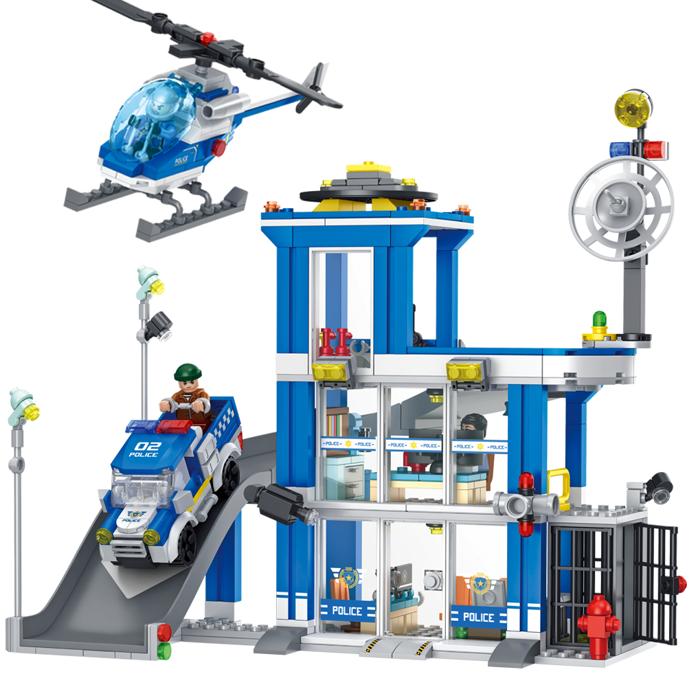 Wakku 시티 경찰서 레고호환블록 경찰차 비행기 피규어 4in1 블럭세트pcs610, 1개 37,800원