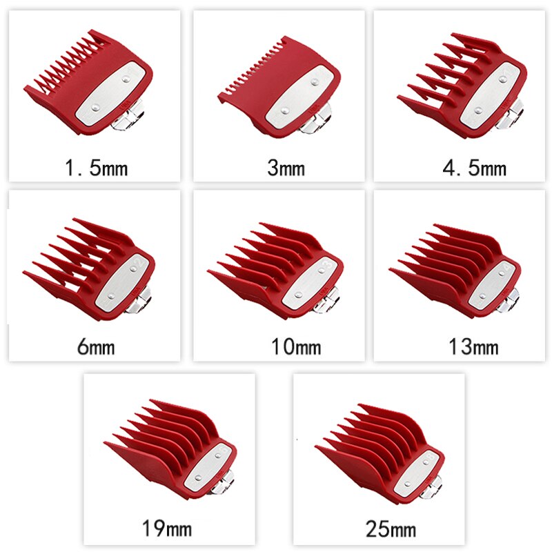 Kemei 헤어 클리퍼 제한 빗 가이드 부착 크기 이발사 교체 1.5/3/4.5/6/10/13/19/25/mm 8pcs 1990 809A 1761 세트 18,100원