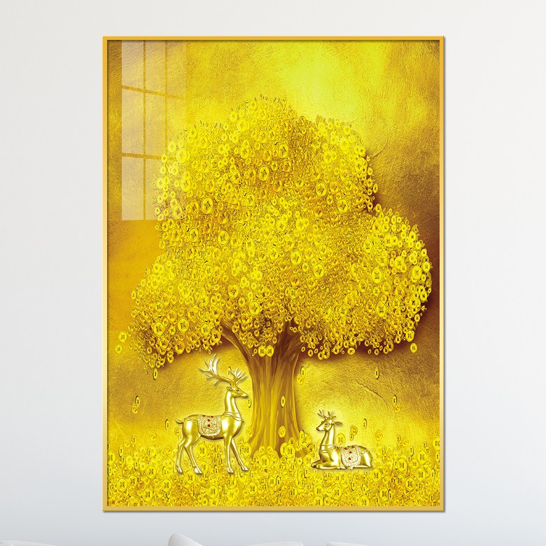 아트블루 돈 들어오는 황금 돈나무 코인 황금 사슴 추상화 풍수 인테리어 액자, [6] 오리지널 황금나무_세로_황금배경_황금나무커플 29,900원
