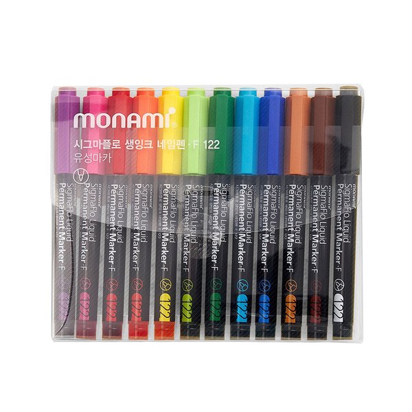 모나미 시그마플로 생잉크 네임펜 12색 F122 9,500원