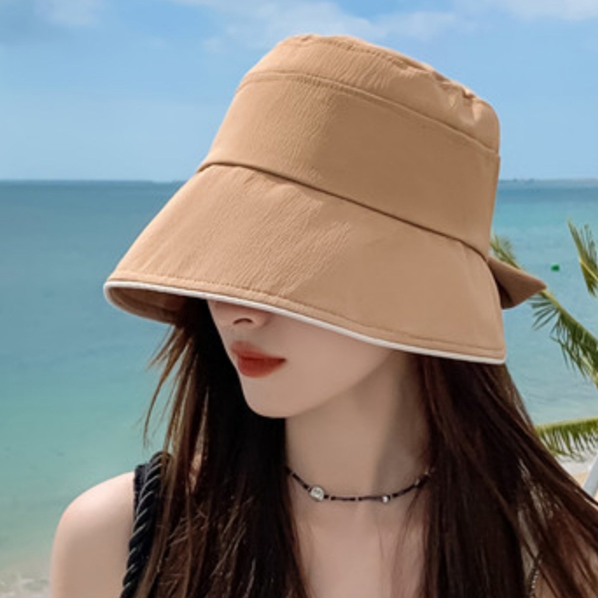 여성용 넓은챙 버킷햇 리본 포인트 자외선차단 모자 여행 데일리 썸머룩 추천 18,900원