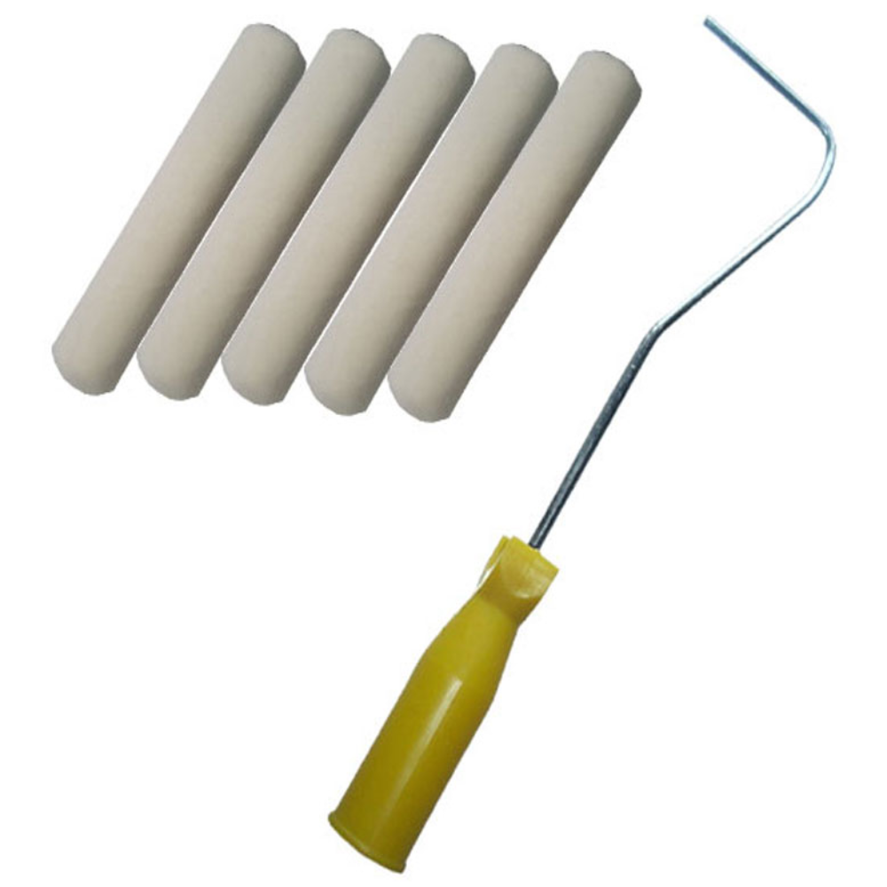 페인트마트 리필형 유성페인트 로라 유성로러 유성로라 150mm 짧고 부드러운 유성롤러털 5개 + 핸들 1개, 1개 11,500원