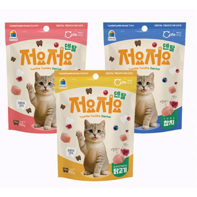 캐츠랑 저요저요 덴탈 이빨과자 닭고기 연어 참치, 닭고기, 60g, 1개 3,500원