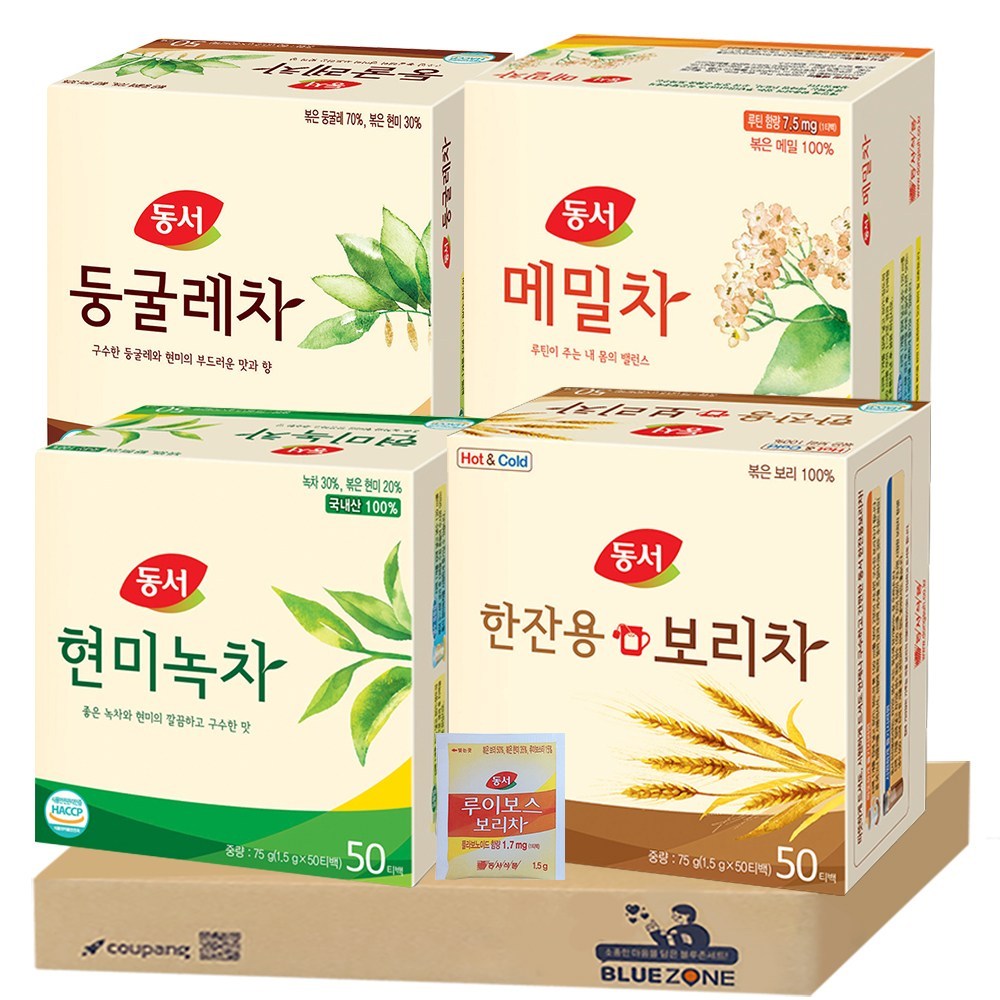 동서 티백 세트 현미녹차50T 둥굴레차50T 메밀차50T 보리차50T 루이보스티백 24,500원