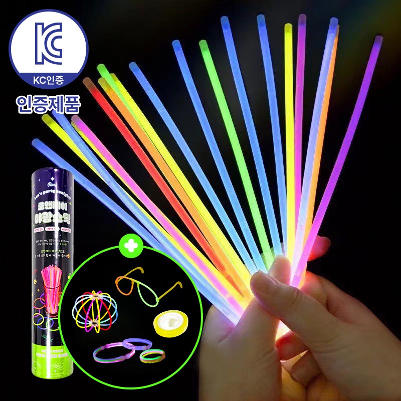 로앤제이 KC인증 야광팔찌 100매입 고급형 8시간 7색, 1개, 야광스틱(연결고리포함) 8,800원