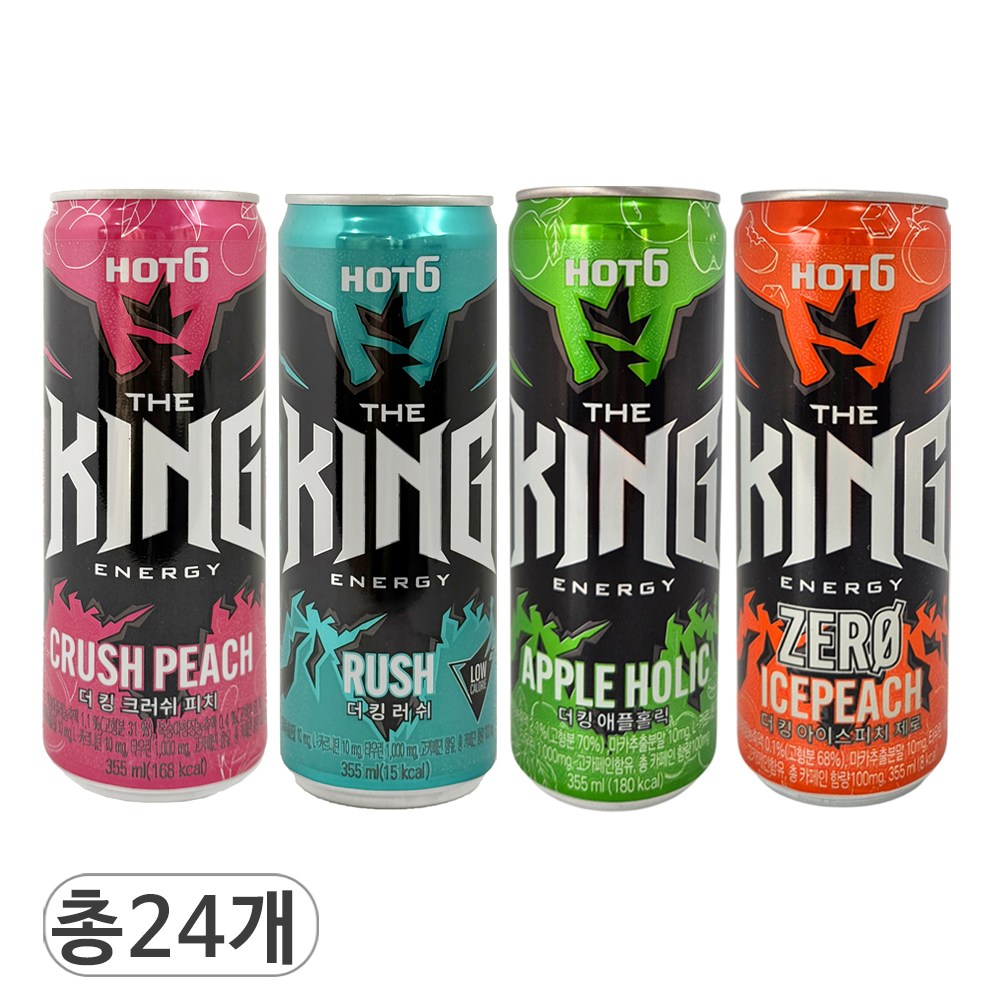 핫식스 더킹 크러쉬피치 & 러쉬 & 애플홀릭 & 아이스피치 제로 4가지맛 혼합 에너지드링크 25,600원