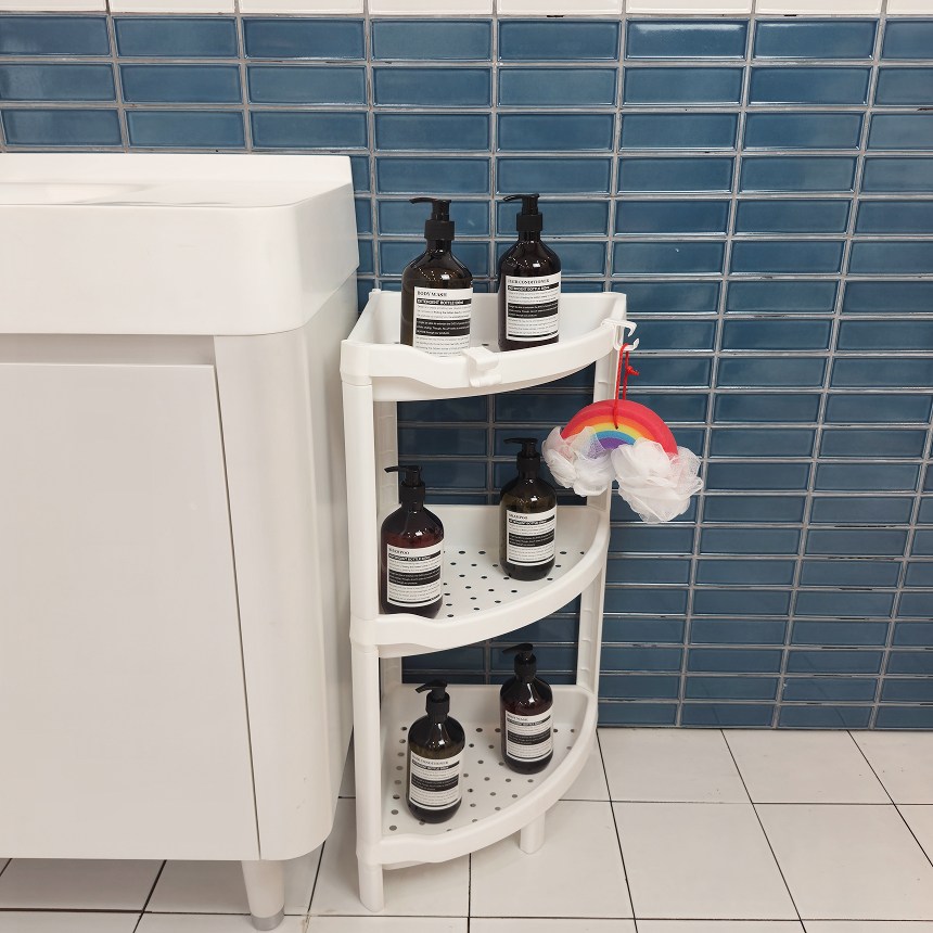 일상드로우 화장실 정리 코너 욕실 선반, 1개, 화이트 21,600원