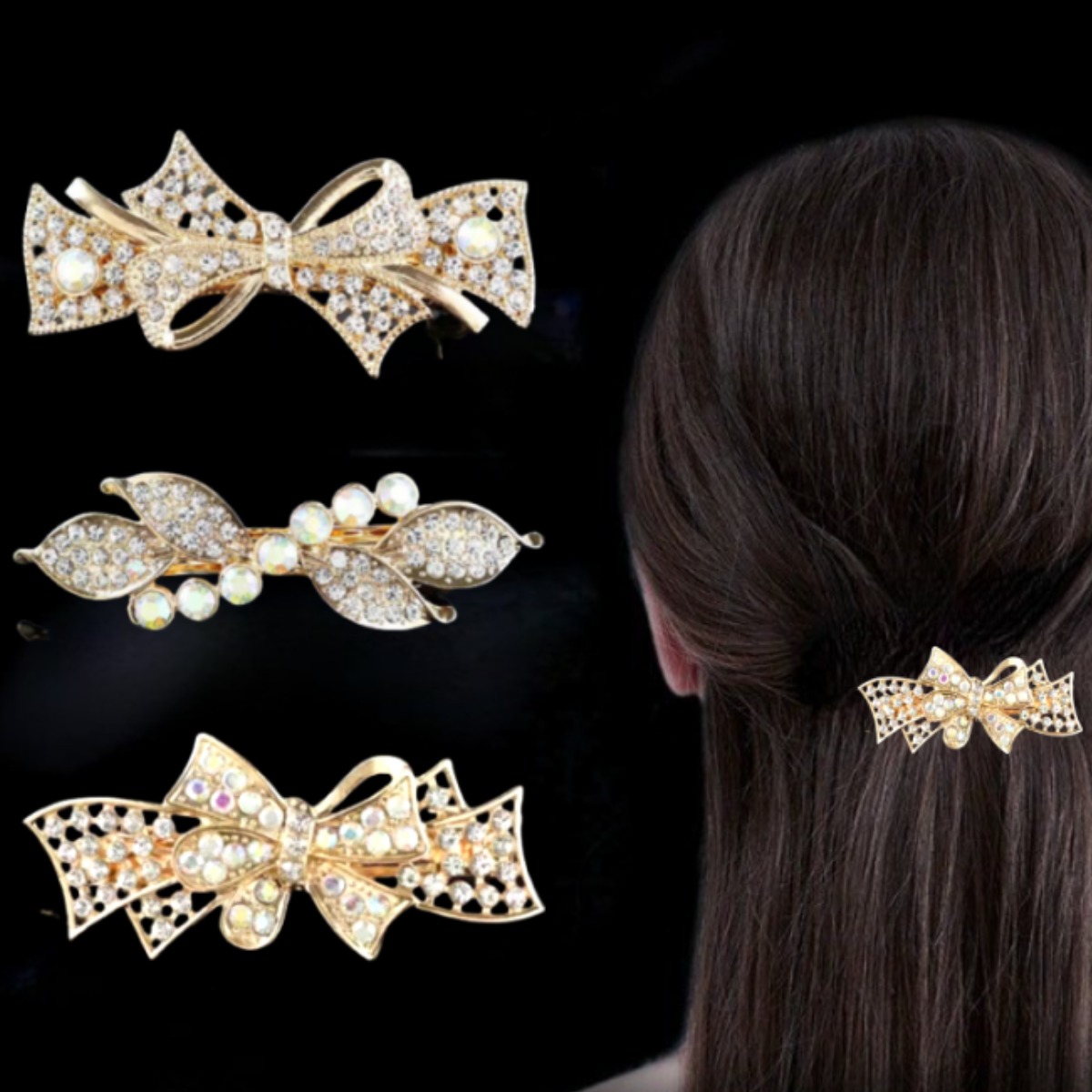 트렌도라 큐빅 자동핀3P 골드 헤어 머리핀 8,950원