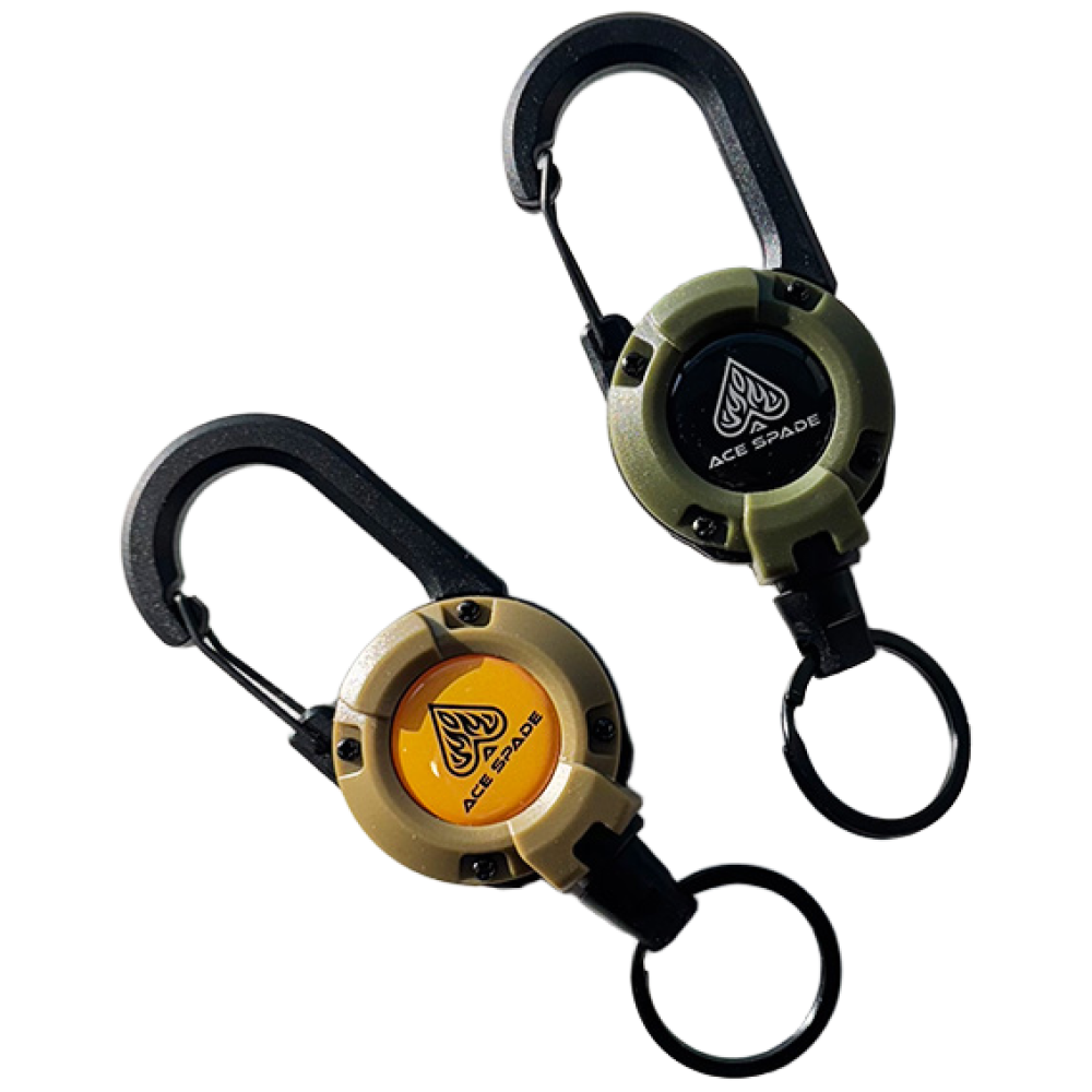 1+1 에이스스페이드 멀티 와이어 오토릴 키링 낚시 캠핑 등산, 탄+카키, 1세트 6,700원