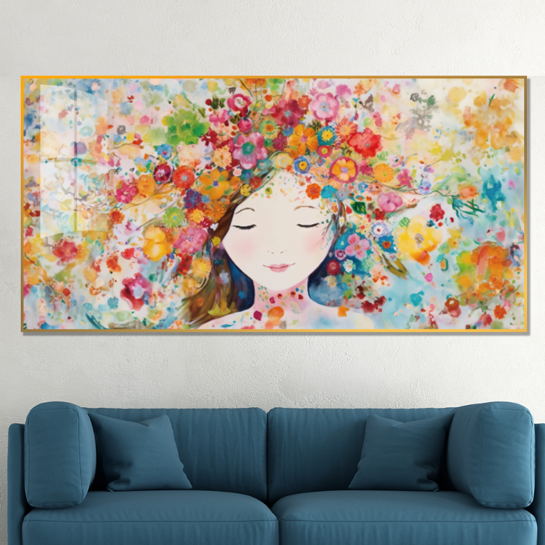 아트블루 꽃의 여인 인물 추상화 북유럽 감성 그림 인테리어 액자, 14_14_꽃머리 여인 B_(알록달록) 169,000원