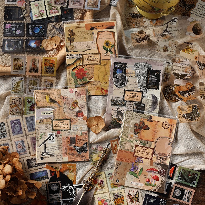 올리브파티 빈티지 감성 스티커북 다꾸 스티커 세트, 라벨+보타닉+스탬프+포엠 29,500원