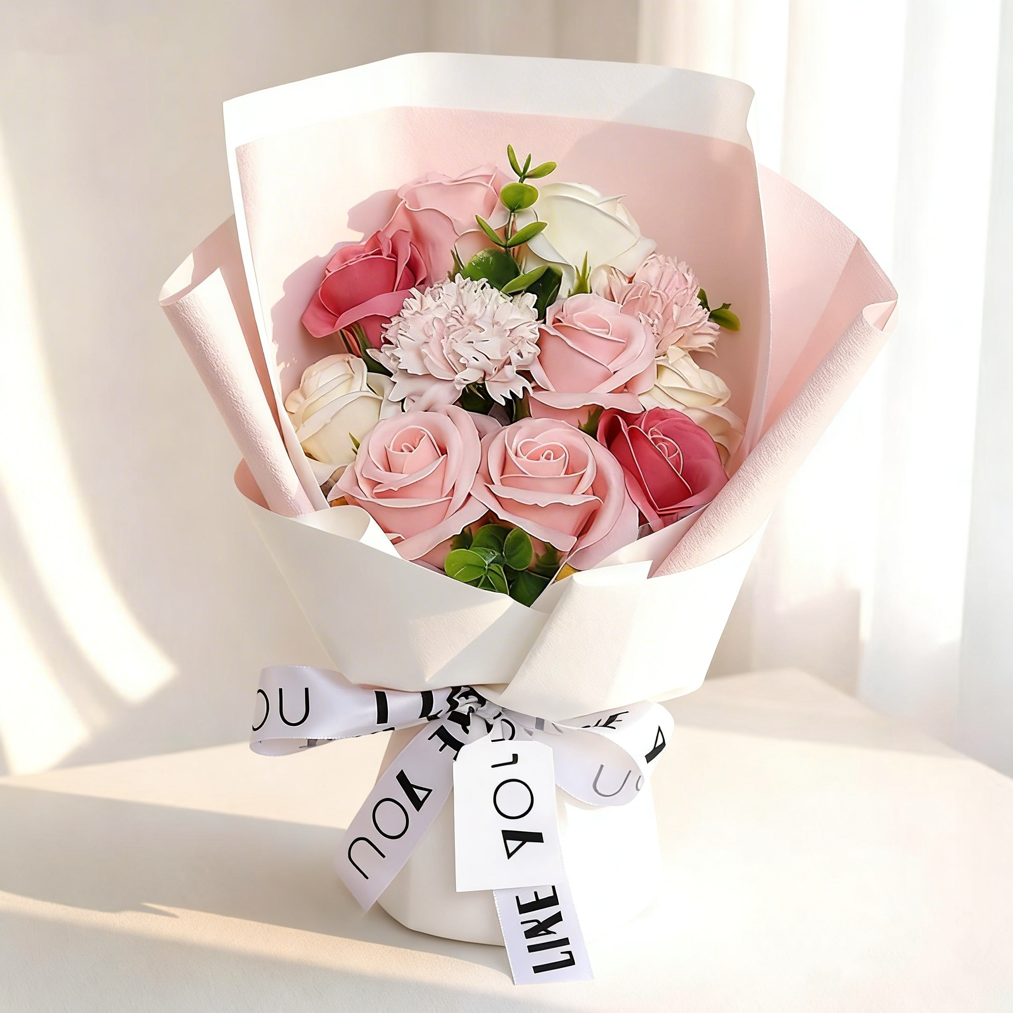 아이라 시들지 않는 프리저브드 플라워 축하선물 졸업식 비누 꽃다발 프리미엄 쇼핑백 17,800원