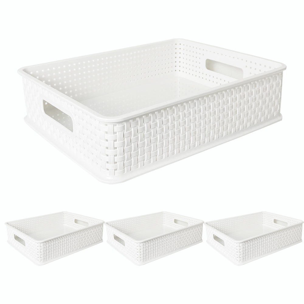 코드86 사각 수납 플라스틱 펜트리 바구니, 화이트, 4개 14,800원
